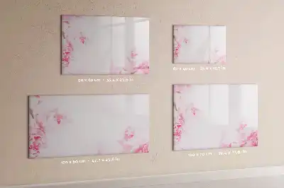 Magnetic glass dry erase board with blooming flowers print