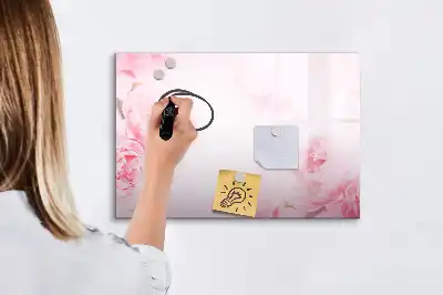 Magnetic glass dry erase board with blooming flowers print