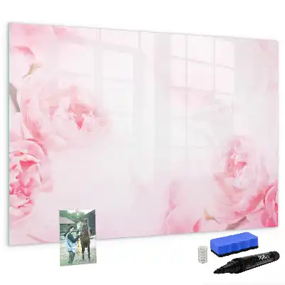 Magnetic glass dry erase board with blooming flowers print