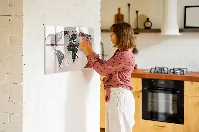 Magnetic marker board abstract world map design
