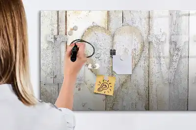 Magnetic glass dry erase board with Love text design