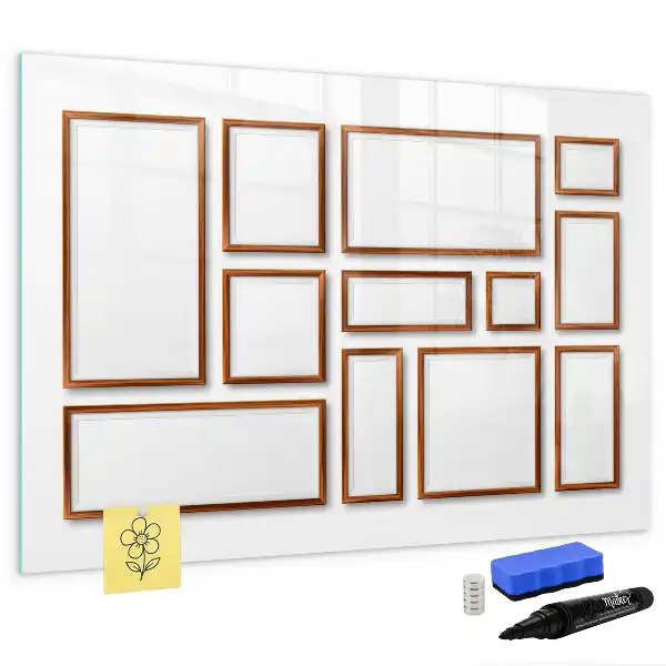 Magnetic marker board with wooden frame