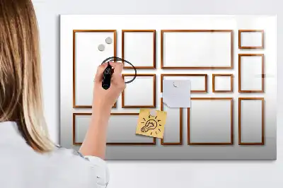 Magnetic marker board with wooden frame