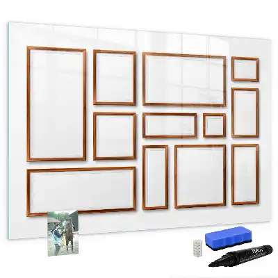 Magnetic marker board with wooden frame