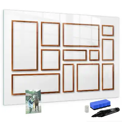 Magnetic marker board with wooden frame