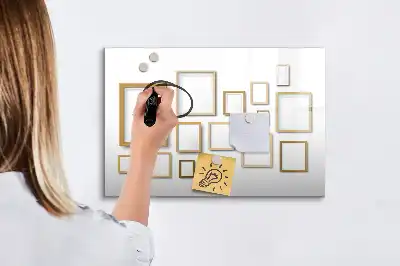 Magnetic glass dry erase board with wooden frames