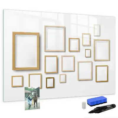 Magnetic glass dry erase board with wooden frames