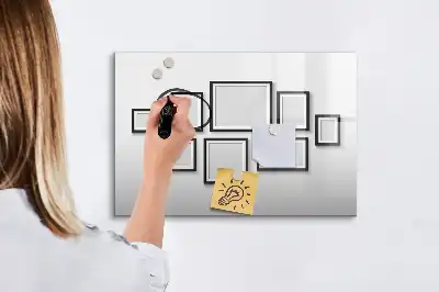Magnetic marker board with black frame