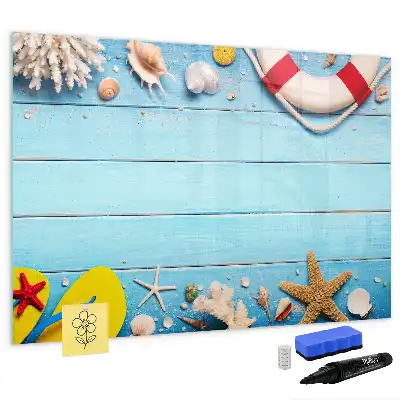Magnetic glass dry erase board beach themed accessory