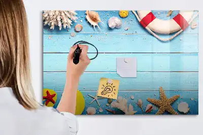 Magnetic glass dry erase board beach themed accessory