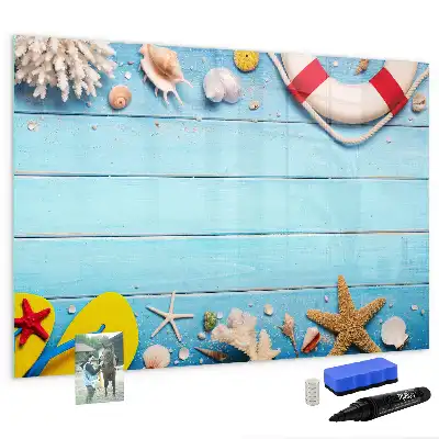 Magnetic glass dry erase board beach themed accessory