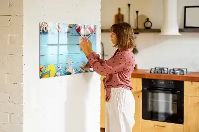 Magnetic glass dry erase board beach themed accessory