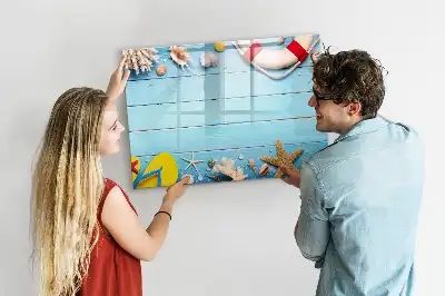 Magnetic glass dry erase board beach themed accessory