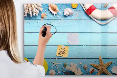 Magnetic glass dry erase board beach themed accessory