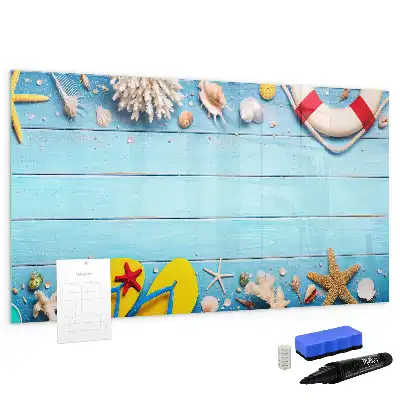 Magnetic glass dry erase board beach themed accessory