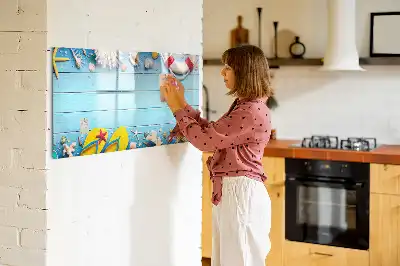 Magnetic glass dry erase board beach themed accessory