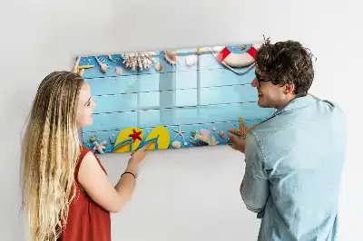 Magnetic glass dry erase board beach themed accessory