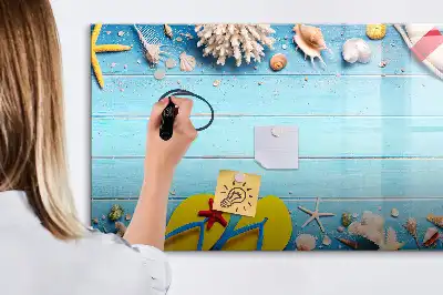 Magnetic glass dry erase board beach themed accessory