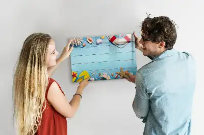 Magnetic glass dry erase board beach themed accessory