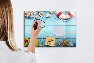 Magnetic glass dry erase board beach themed accessory