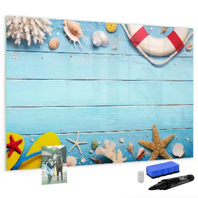 Magnetic glass dry erase board beach themed accessory