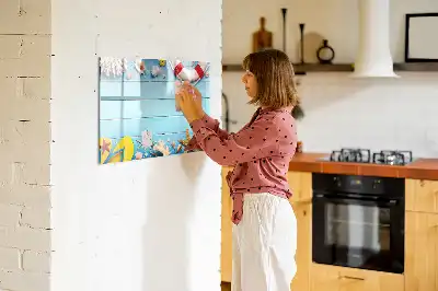 Magnetic glass dry erase board beach themed accessory