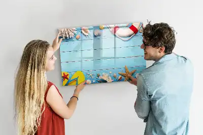 Magnetic glass dry erase board beach themed accessory