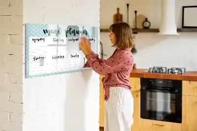 Magnetic glass dry erase board meal planner