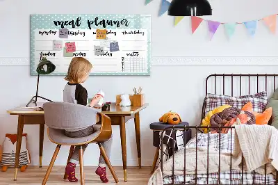 Magnetic glass dry erase board meal planner