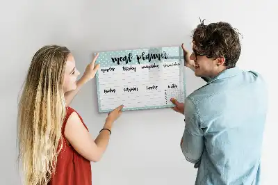 Magnetic glass dry erase board meal planner