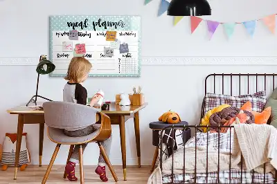 Magnetic glass dry erase board meal planner