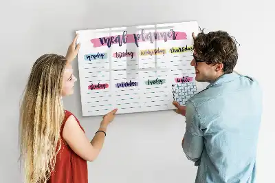 Magnetic glass dry erase board weekly menu planner