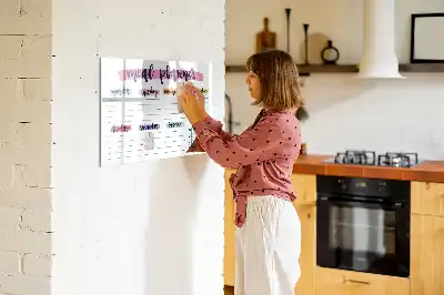 Magnetic glass dry erase board weekly menu planner