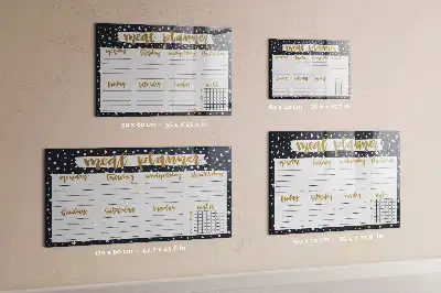 Magnetic glass dry erase board meal planner with stars design