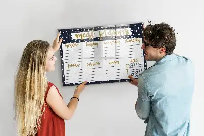 Magnetic glass dry erase board meal planner with stars design