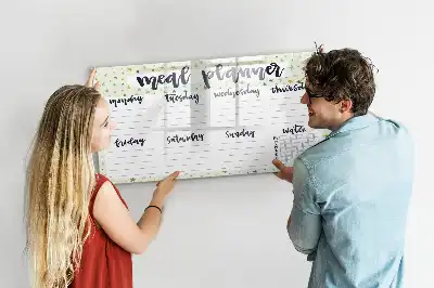 Magnetic marker board with weekly menu and stars motif