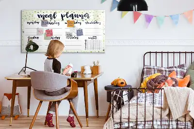 Magnetic marker board with weekly menu and stars motif