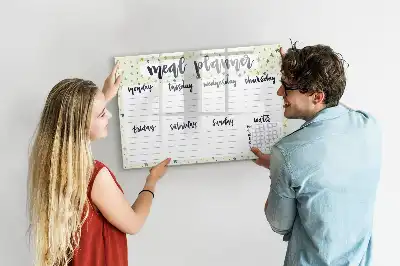 Magnetic marker board with weekly menu and stars motif