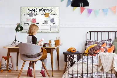 Magnetic marker board with weekly menu and stars motif