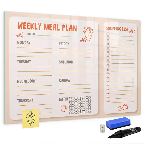 Magnetic meal planner board retro style design