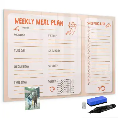 Magnetic meal planner board retro style design