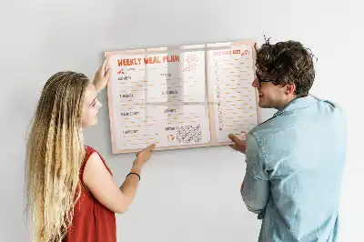 Magnetic meal planner board retro style design