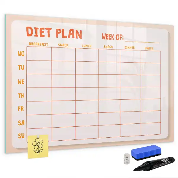 Weekly meal planner magnetic marker board