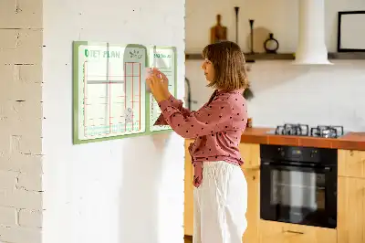 Magnetic glass dry erase board weekly menu planner