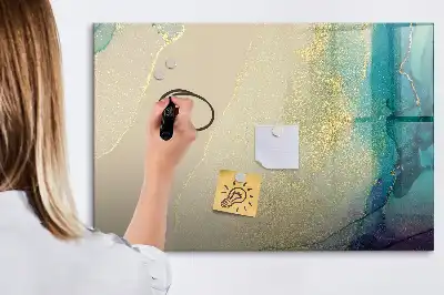 Magnetic glass dry erase board in a colorful marble finish