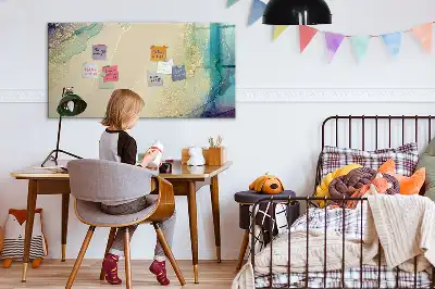 Magnetic glass dry erase board in a colorful marble finish