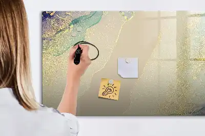 Magnetic glass dry erase board in a colorful marble finish
