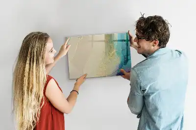 Magnetic glass dry erase board in a colorful marble finish
