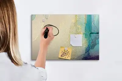 Magnetic glass dry erase board in a colorful marble finish