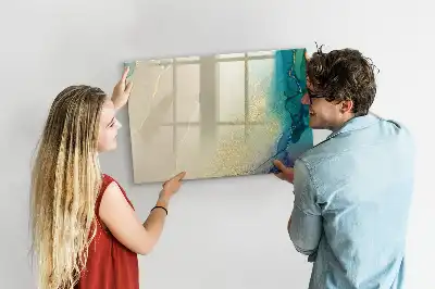 Magnetic glass dry erase board in a colorful marble finish